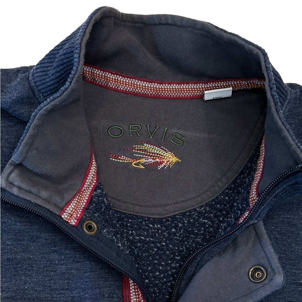 Orvis Men’s Signature Quarter-Zip Sweatshirt Dark Heather Navy Sz L​ - Picture 4 of 7